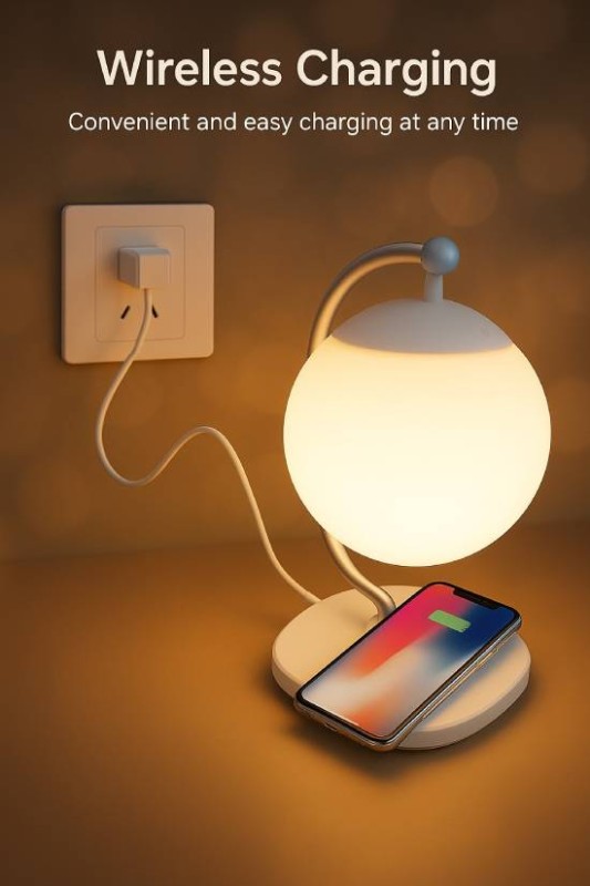 RGB Moon Desk Lamp with 10W Wireless Fast Charging – Stylish Multifunctional Night Lamp