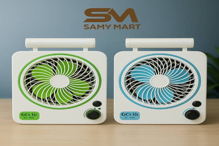 Rechargeable GCY-kb KC-828 Adjustable Fan with Table Lamp – Portable Foldable Table Fan with LED Light