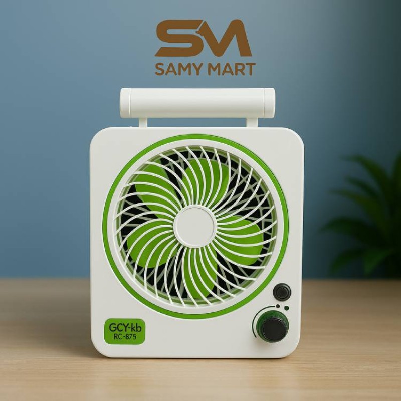 Rechargeable GCY-kb KC-828 Adjustable Fan with Table Lamp – Portable Foldable Table Fan with LED Light